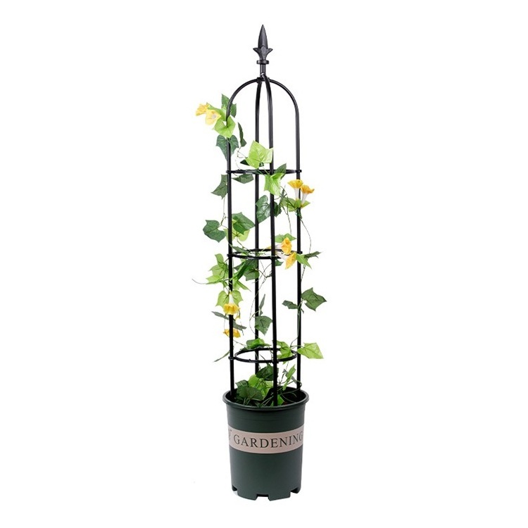 Durable Metal Trellis Obelisk for Climbing Plants Modern Garden Plant Support Stakes with Coated Iron Fence Gate Farm Fence Use