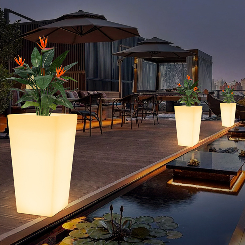 LED Outdoor waterproof garden Glowing Gota  illuminated plastic solar indoor planter with light magic led flower pot