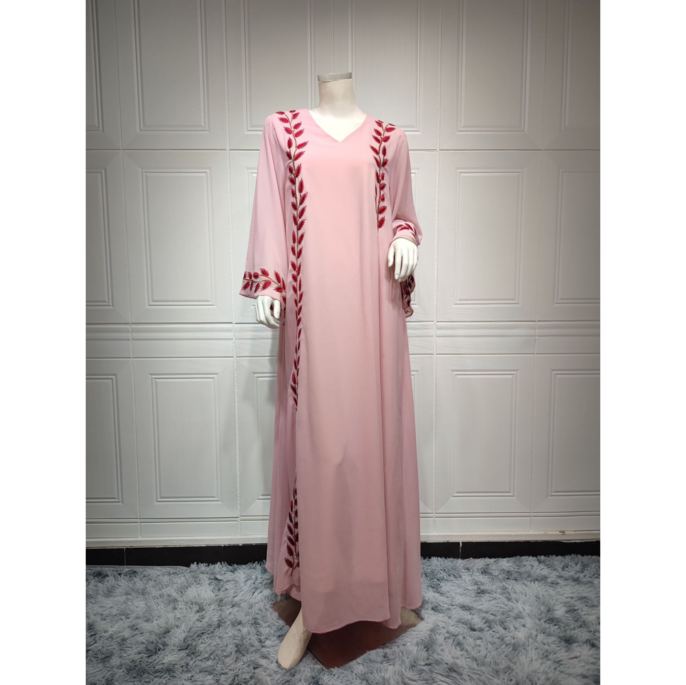 New Chiffon Embroidery Abaya Traditional Muslim Clothing Middle East Chiffon Dress Muslim Abaya With Hijab