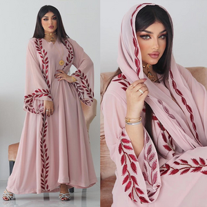 New Chiffon Embroidery Abaya Traditional Muslim Clothing Middle East Chiffon Dress Muslim Abaya With Hijab