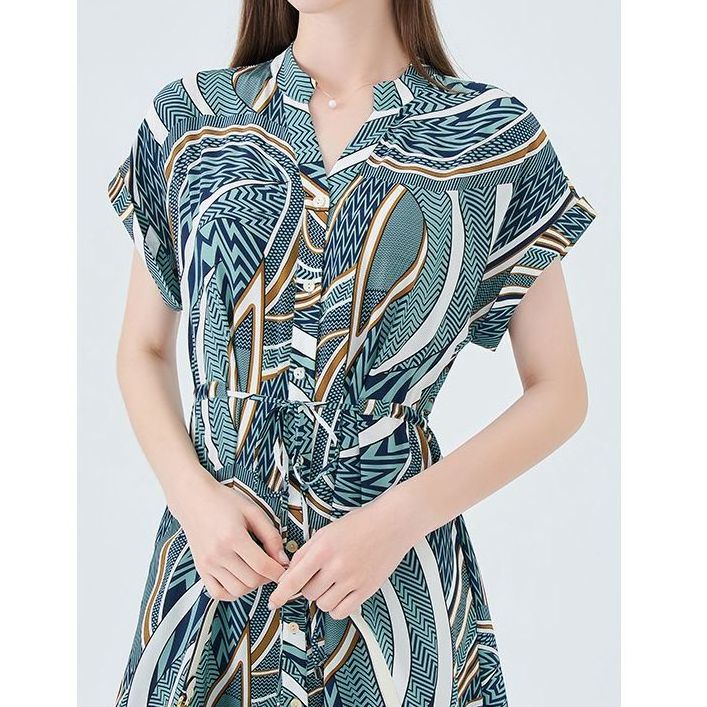 Fashion custom ladies dress high quality digital printing color summer chiffon dress