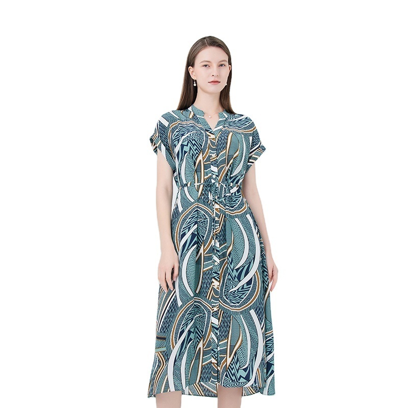 Fashion custom ladies dress high quality digital printing color summer chiffon dress