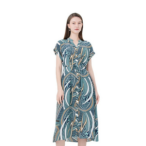 Fashion custom ladies dress high quality digital printing color summer chiffon dress