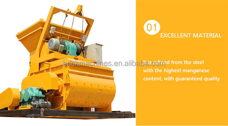 New Stationary Forced Double Shaft Cement Mixer with Lift Silo  js1000 Horizontal Concrete Mixer