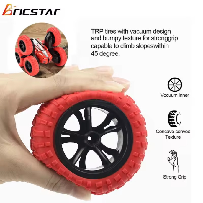 Bricstar 2.4G Six-Wheel remote control double-sided stunt car Off-road climbing 360 rotating rc monster cars with led light