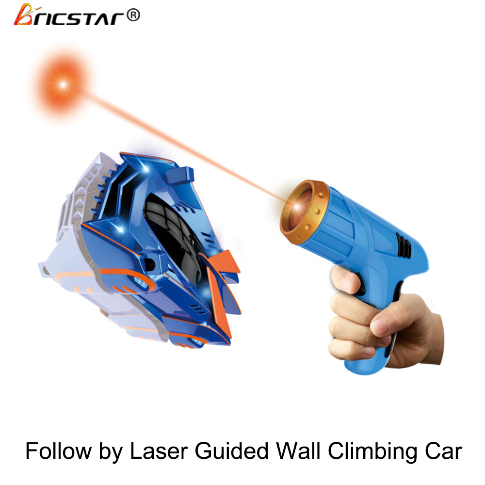 Bricstar Follow LED Laser Guided RC real wall climbing car Remote control stunt car for kids