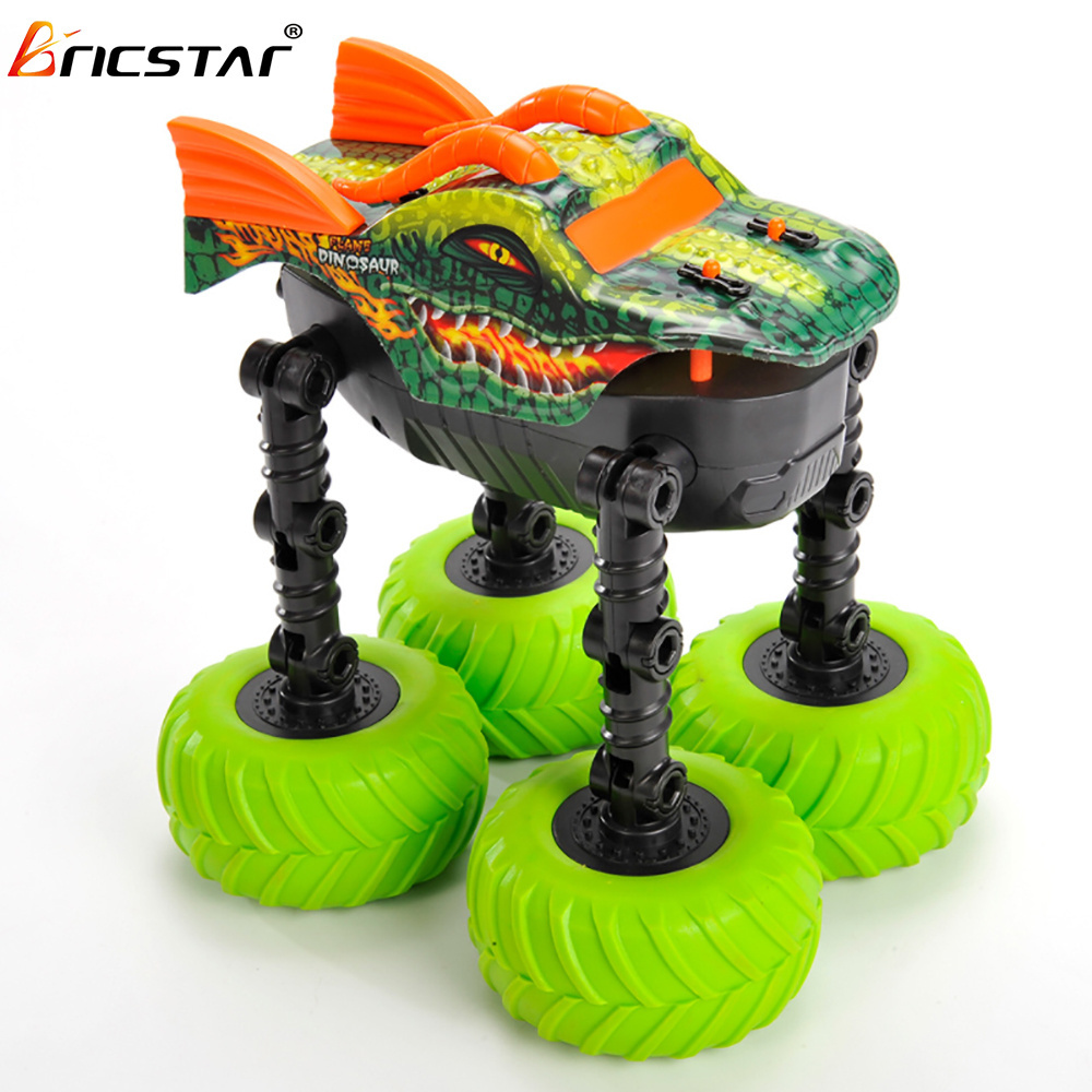 Bricstar 360 degree rolling High speed mini rc stunt car durable material Dinosaur Transforming Stunt Car