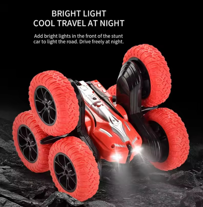 Bricstar 2.4G Six-Wheel remote control double-sided stunt car Off-road climbing 360 rotating rc monster cars with led light