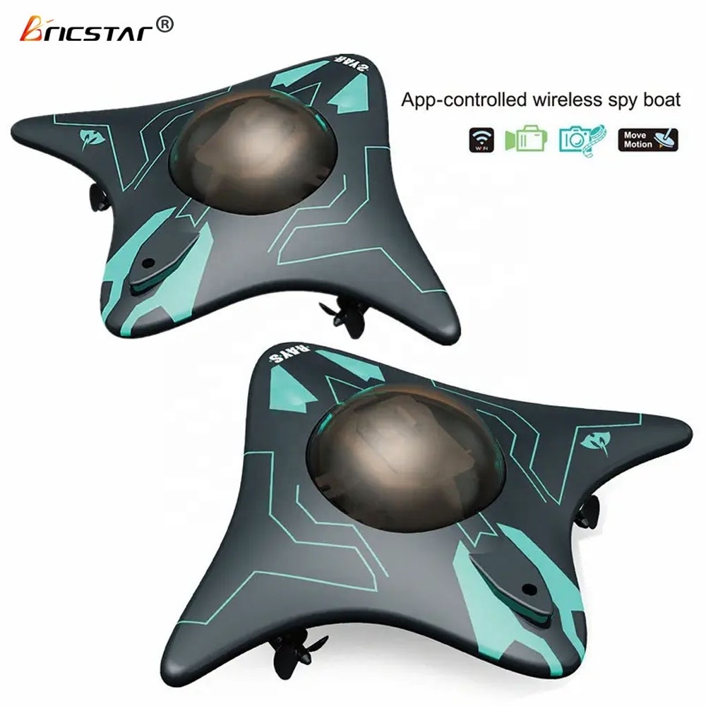 Bricstar High quality waterproof kids remote control app controlled wireless underwater camera spy boat rc toy with hd camera