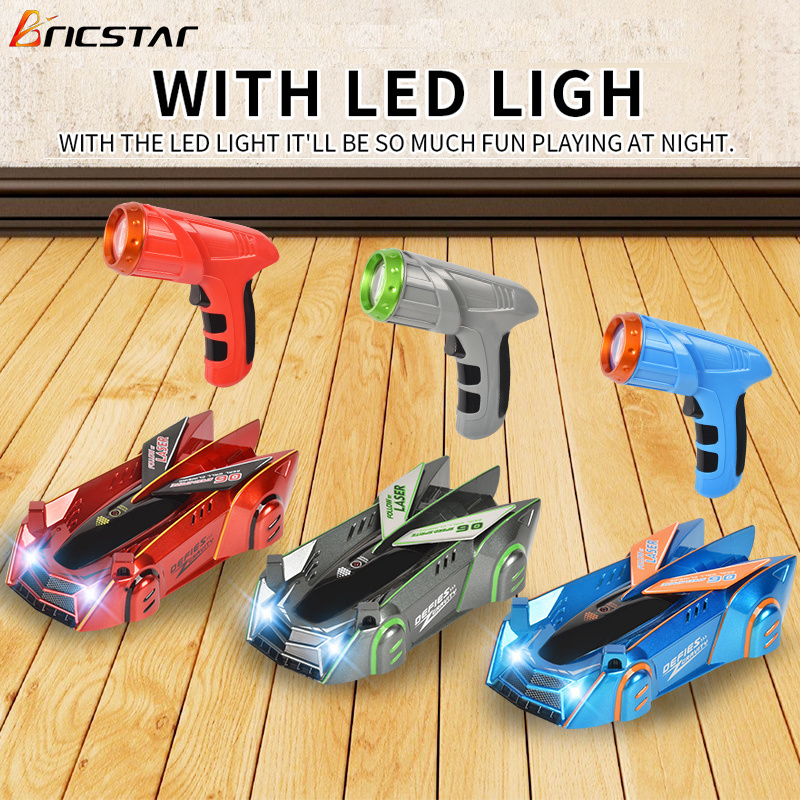 Bricstar Follow LED Laser Guided RC real wall climbing car Remote control stunt car for kids