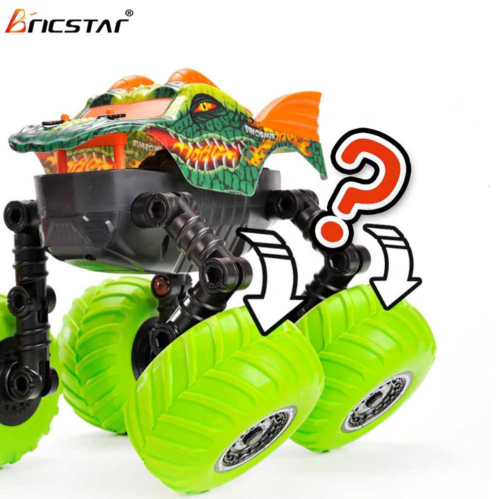 Bricstar 360 degree rolling High speed mini rc stunt car durable material Dinosaur Transforming Stunt Car