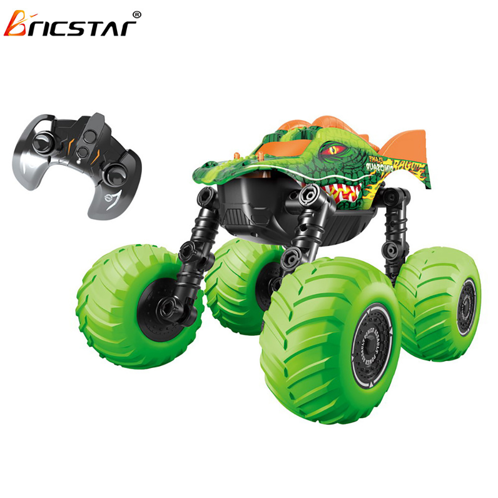 Bricstar 360 degree rolling High speed mini rc stunt car durable material Dinosaur Transforming Stunt Car