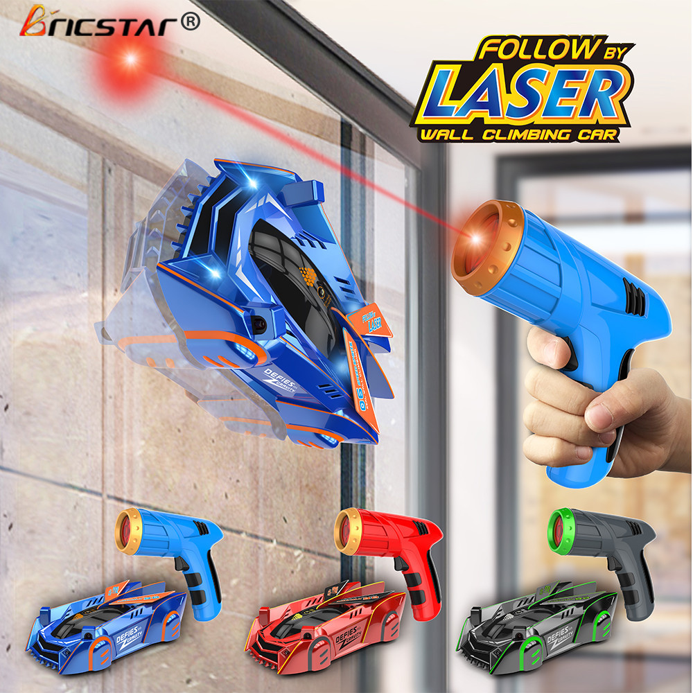 Bricstar Follow LED Laser Guided RC real wall climbing car Remote control stunt car for kids