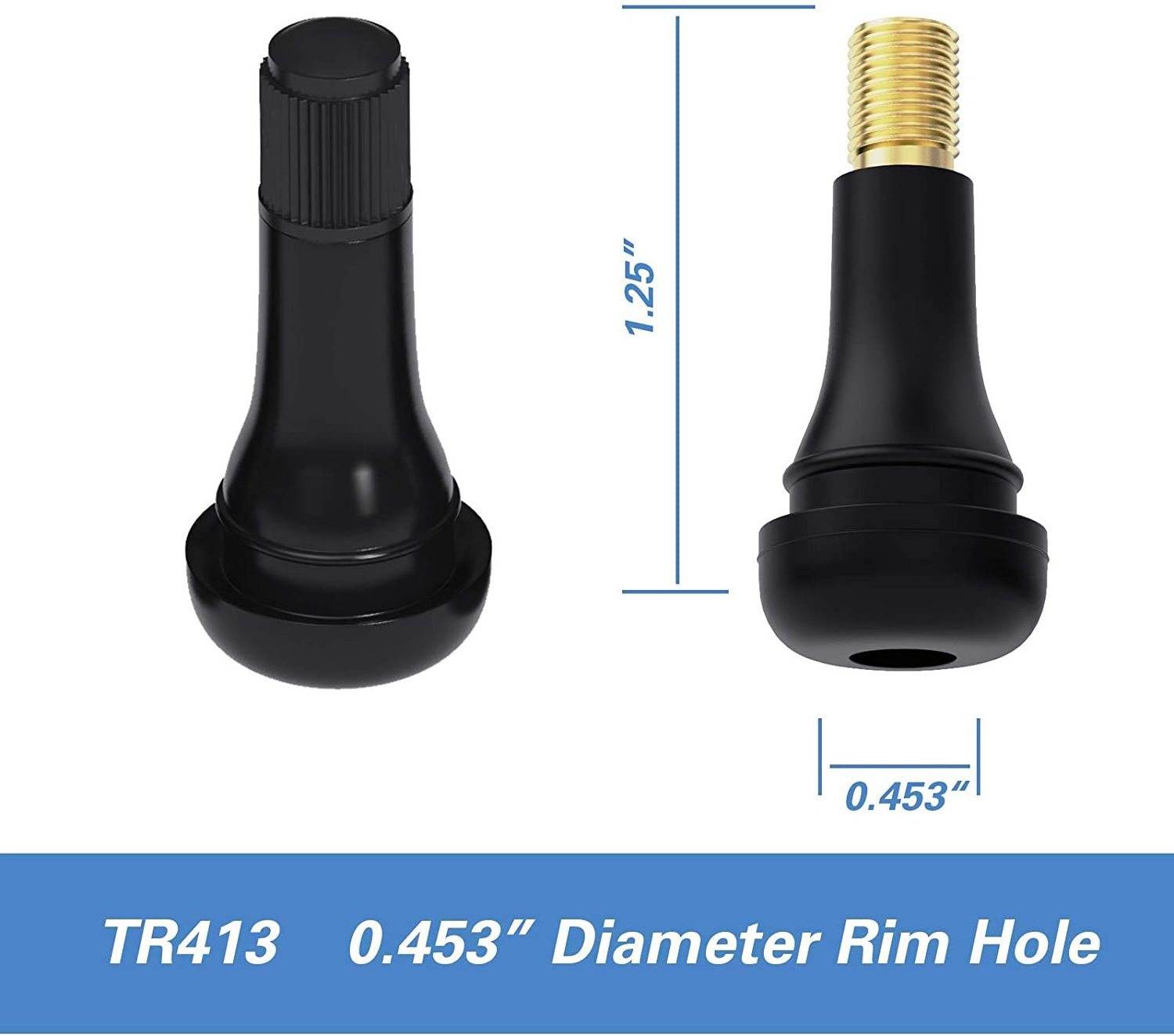 TR412 TR413 TR414 Rubber Snap-in Tubeless Tire Valve Stem for Car Truck Motorcycle Bike (100pcs/Bag)