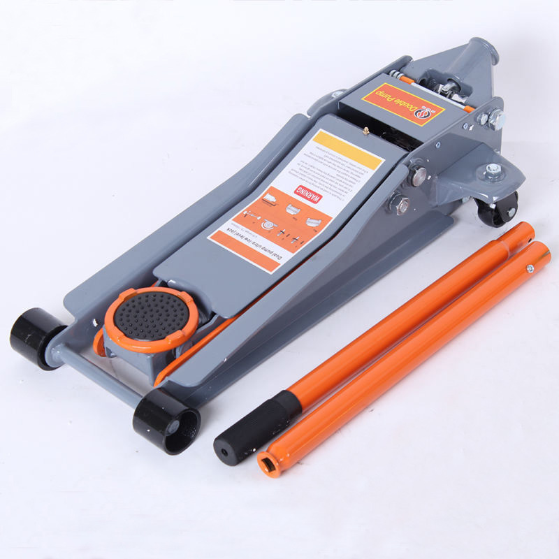 3 TON Low Profile Hydraulic Garage Car Trolley Double Pump Horizontal Mini Floor Jack with Long Allied Black Lifting Parts