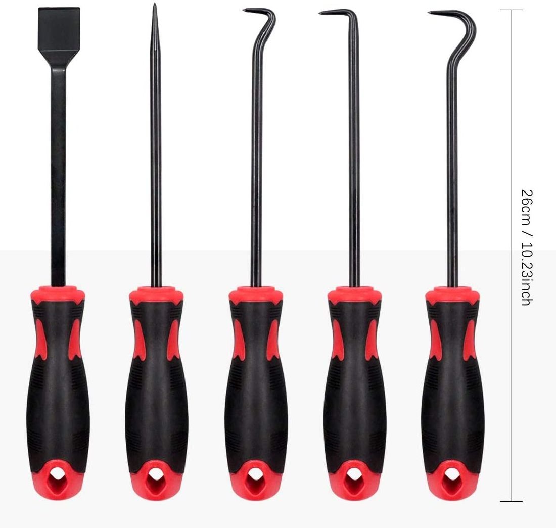 9Pcs Precision Scraper Gasket Scraping Hose Removal Puller Long Hook Set with Magnetic Telescoping Tool Kit