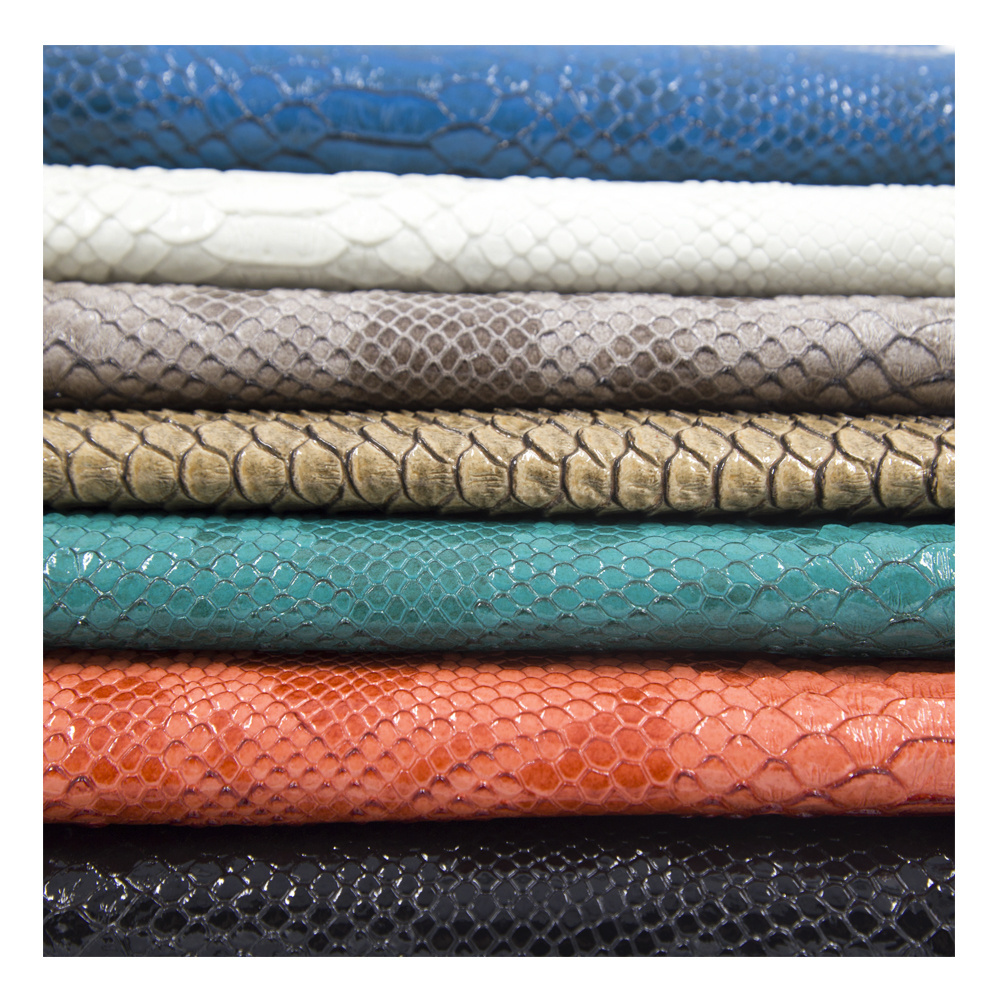 Free Samples Custom PVC Bag Making Synthetic Printed Snake Skin Faux Leather For Bag Upholstery