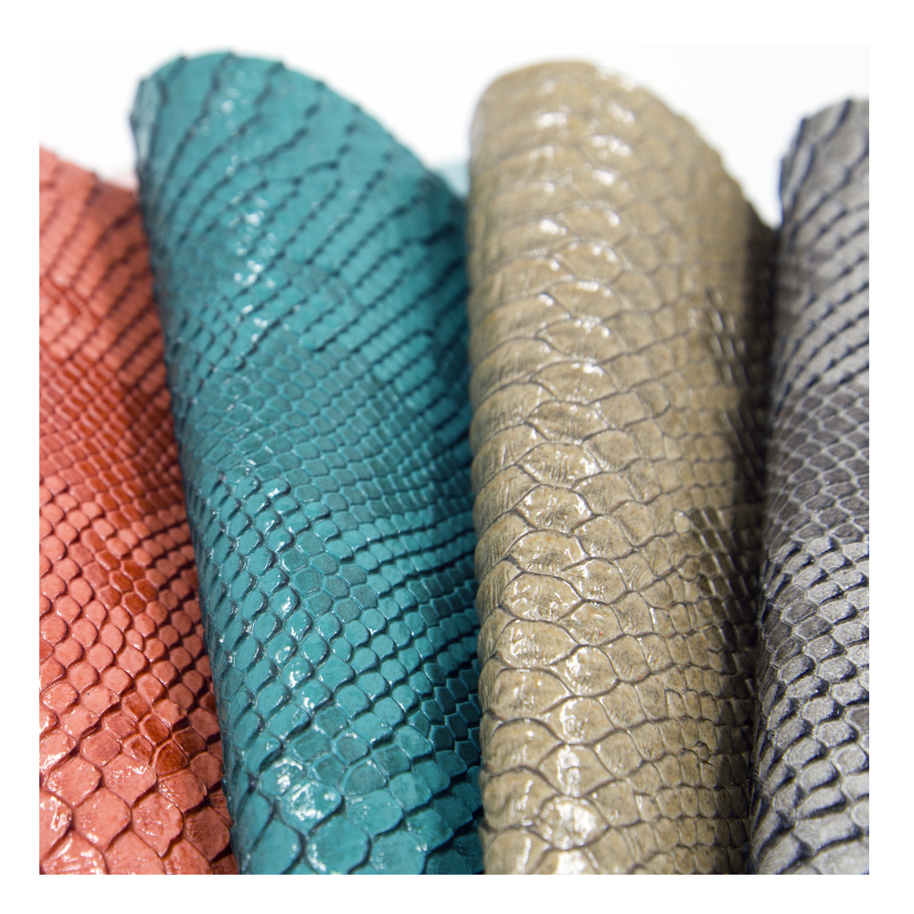 Free Samples Custom PVC Bag Making Synthetic Printed Snake Skin Faux Leather For Bag Upholstery