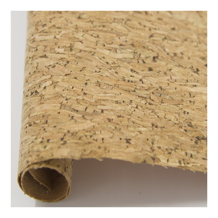 Natural cork flocking fabric pu faux leather fabric for shoes