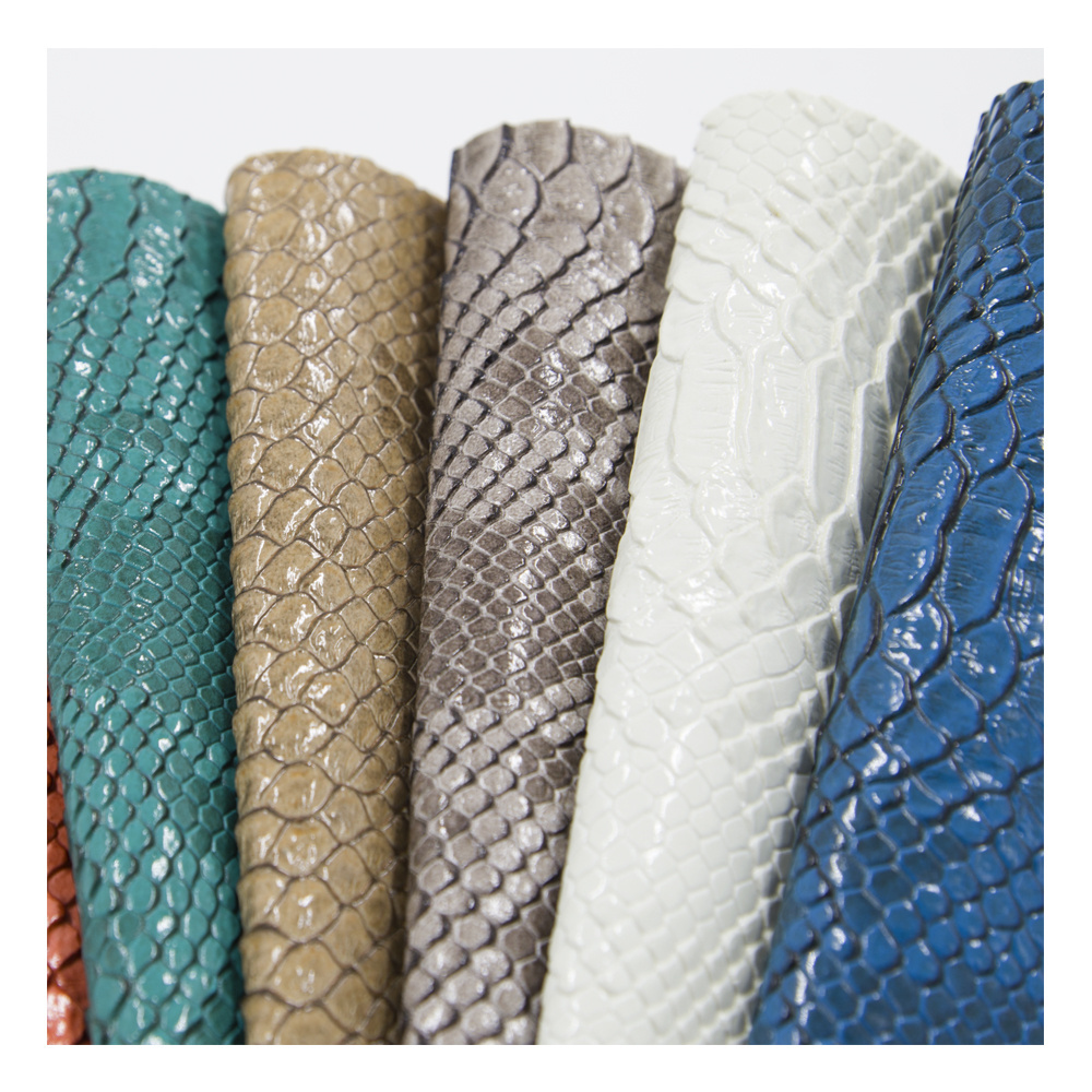 Free Samples Custom PVC Bag Making Synthetic Printed Snake Skin Faux Leather For Bag Upholstery