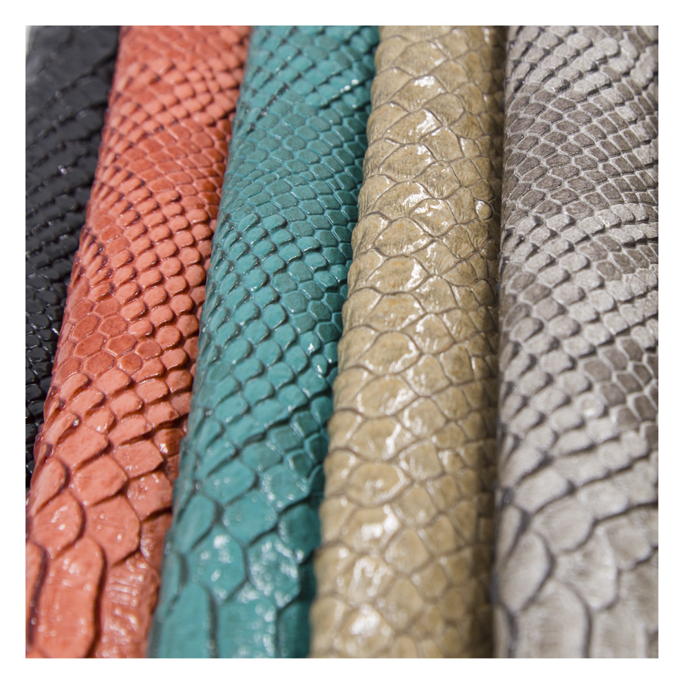 Free Samples Custom PVC Bag Making Synthetic Printed Snake Skin Faux Leather For Bag Upholstery