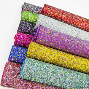 Mirror Surface Chunky glitter PU vinyl faux fabric leather for shoes