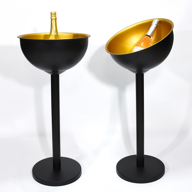 12L gold black metal Outdoor floor standing Modern Luxury Party Beer red Wine champagne Holders Stainless Steel Ice Bucket