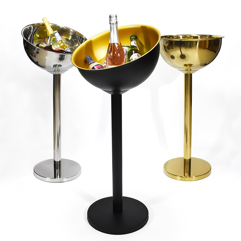 12L gold black metal Outdoor floor standing Modern Luxury Party Beer red Wine champagne Holders Stainless Steel Ice Bucket