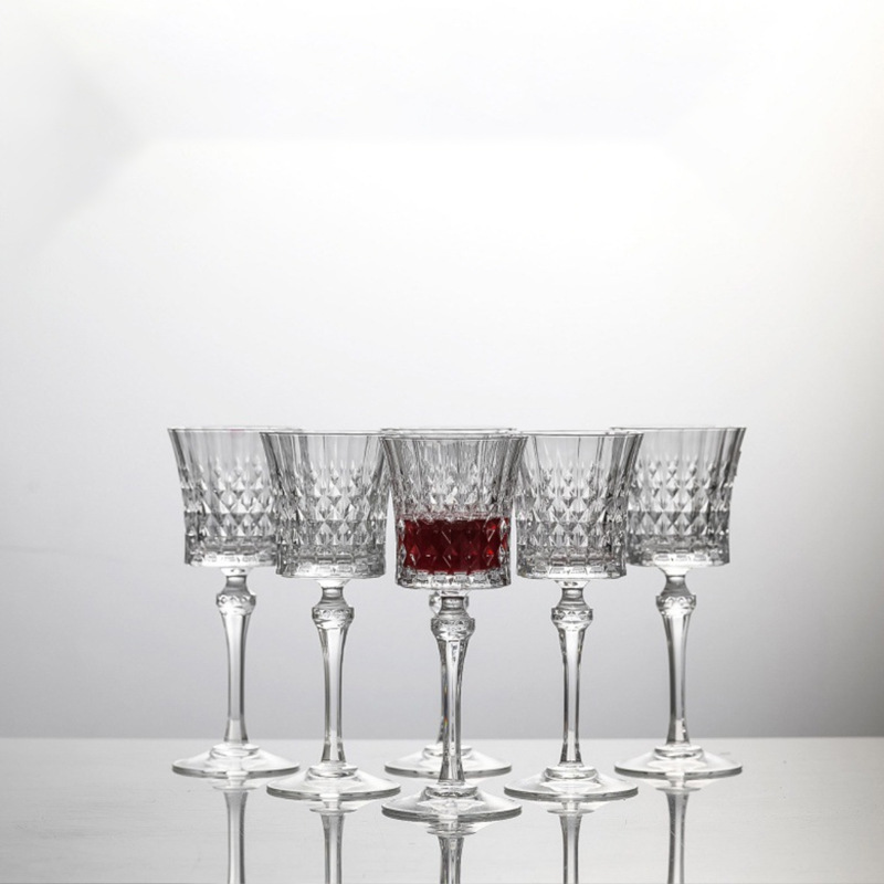 Old Fashion Glasses Transparent Glass Red Wine Goblet Crystal Stem- Cup Wine Cup Elegant Glass