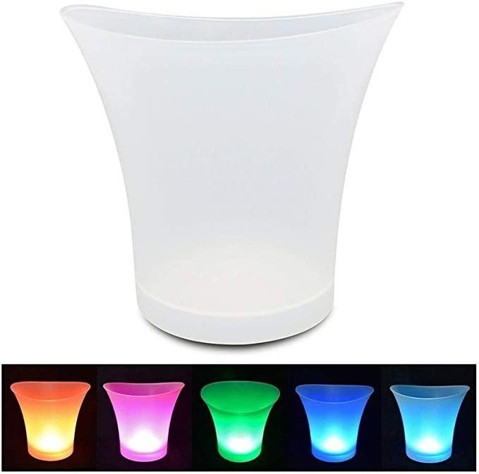 Oem Custom Logo 5L Wine Ice Bucket Drink Containers Battery Powered Waterproof rgb plastic LED Ice Bucket for Party Home Bar