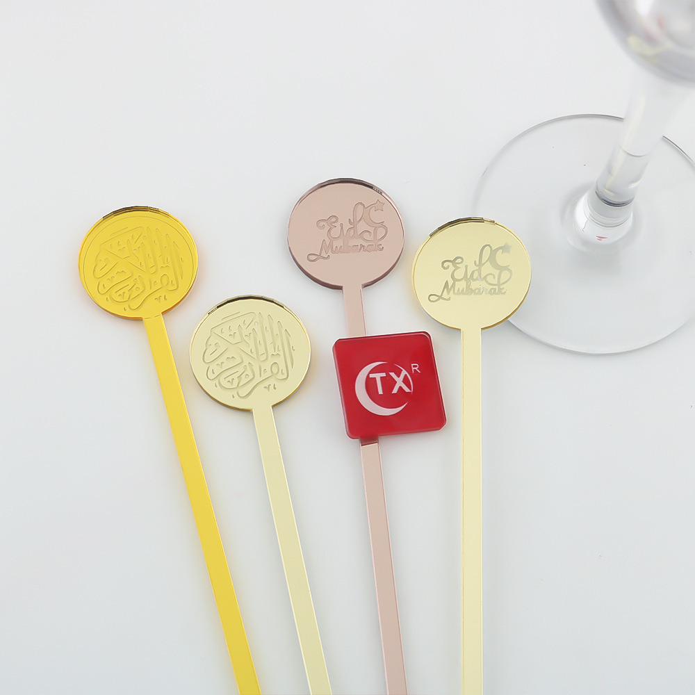 1Piece Can Custom Shape Logo Wedding Gold Silver Rose Gold Mirrored Plastic Acrylic Swizzle Sticks Bar Drink Stirrers