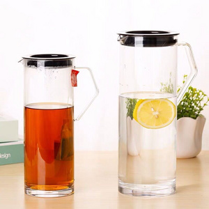 Acrylic PC Heat-resistant Transparent Plastic Water Bottle Tea Juice Drinking Kettle Pot With Lid And Handle