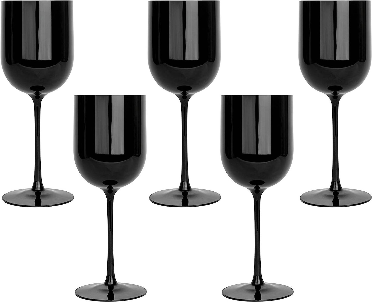 Custom Logo Color Elegant Wine Goblets Cups on Stem Black Plastic Champagne Flutes Wine Glasses