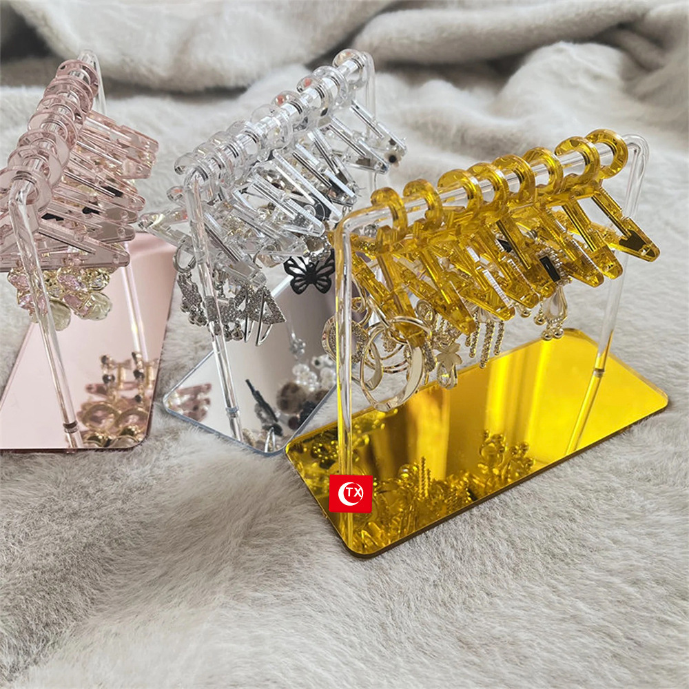 Acrylic Suspended Pendant Earring Holder Rack 8 Mini Hangers Jewelry Display Stand Ear Studs Organizer Storage For Women Girl