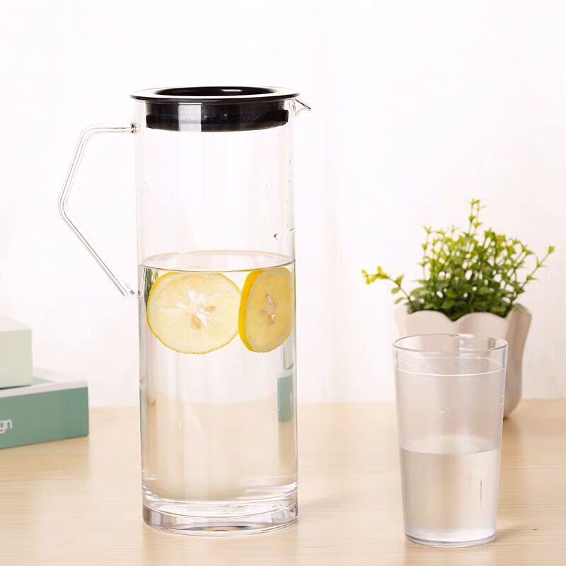 Acrylic PC Heat-resistant Transparent Plastic Water Bottle Tea Juice Drinking Kettle Pot With Lid And Handle