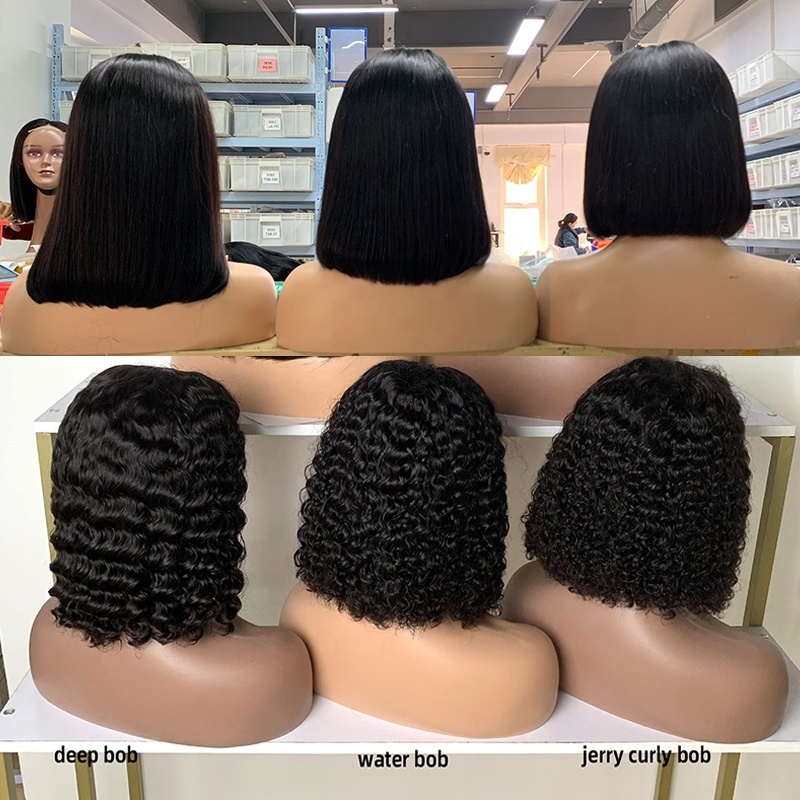 Virgin Cuticle Aligned Hair Double Drawn Straight Bob Wig with 2*6 Kim Closure 100% Human Hair Lace Front Wigs for Black Women