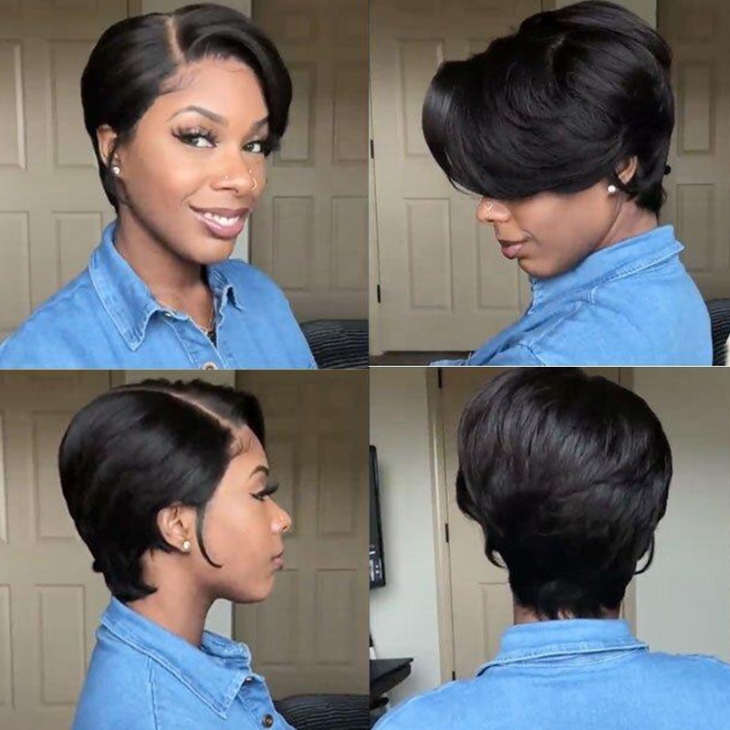 Wholesale Hair Vendor Short Wigs Peruvian Virgin Remy Short pixie Cut 13x4 Full Lace Human Hair Lace Front Wigs For Black Women