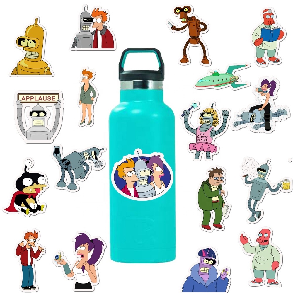 50Pcs America Cartoon Futurama Anime Sticker Custom Label Notebook Wall Car Laptop Luggage Kids Anime Stickers