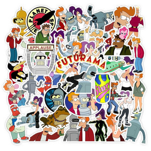 50Pcs America Cartoon Futurama Anime Sticker Custom Label Notebook Wall Car Laptop Luggage Kids Anime Stickers