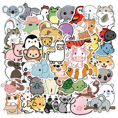 50Pcs Cartoon Animals Mixed Cute Graffiti Stickers For Children Bottle Wall Refrigerator Waterproof Funny Home Decal