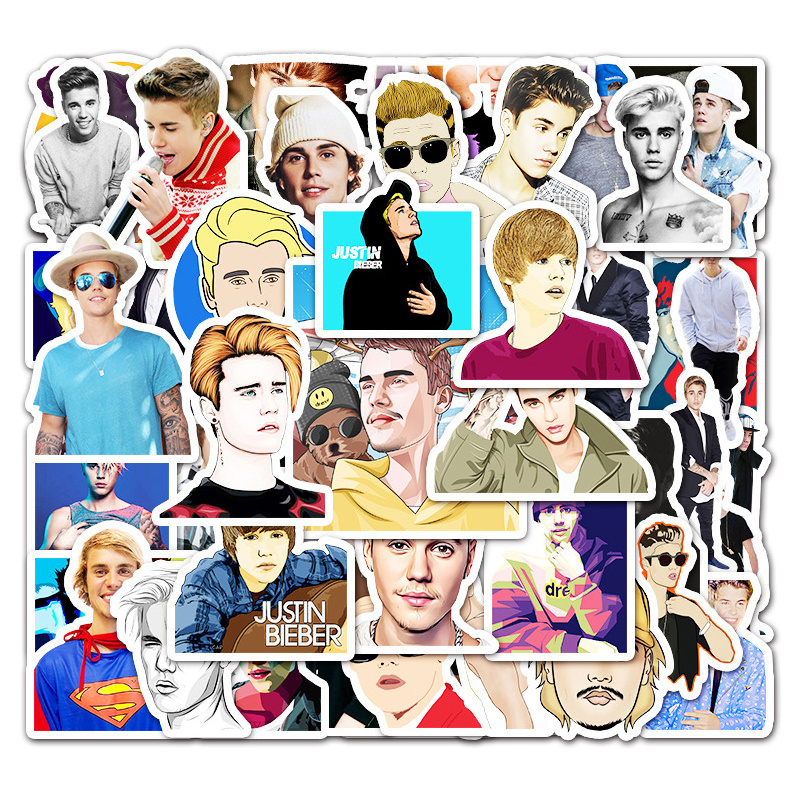 51Pcs Idol Singer Justin Bieber Vinyl Graffiti Stickers For Laptop Skateboard Bottle Wall Paper Drew House Sticker