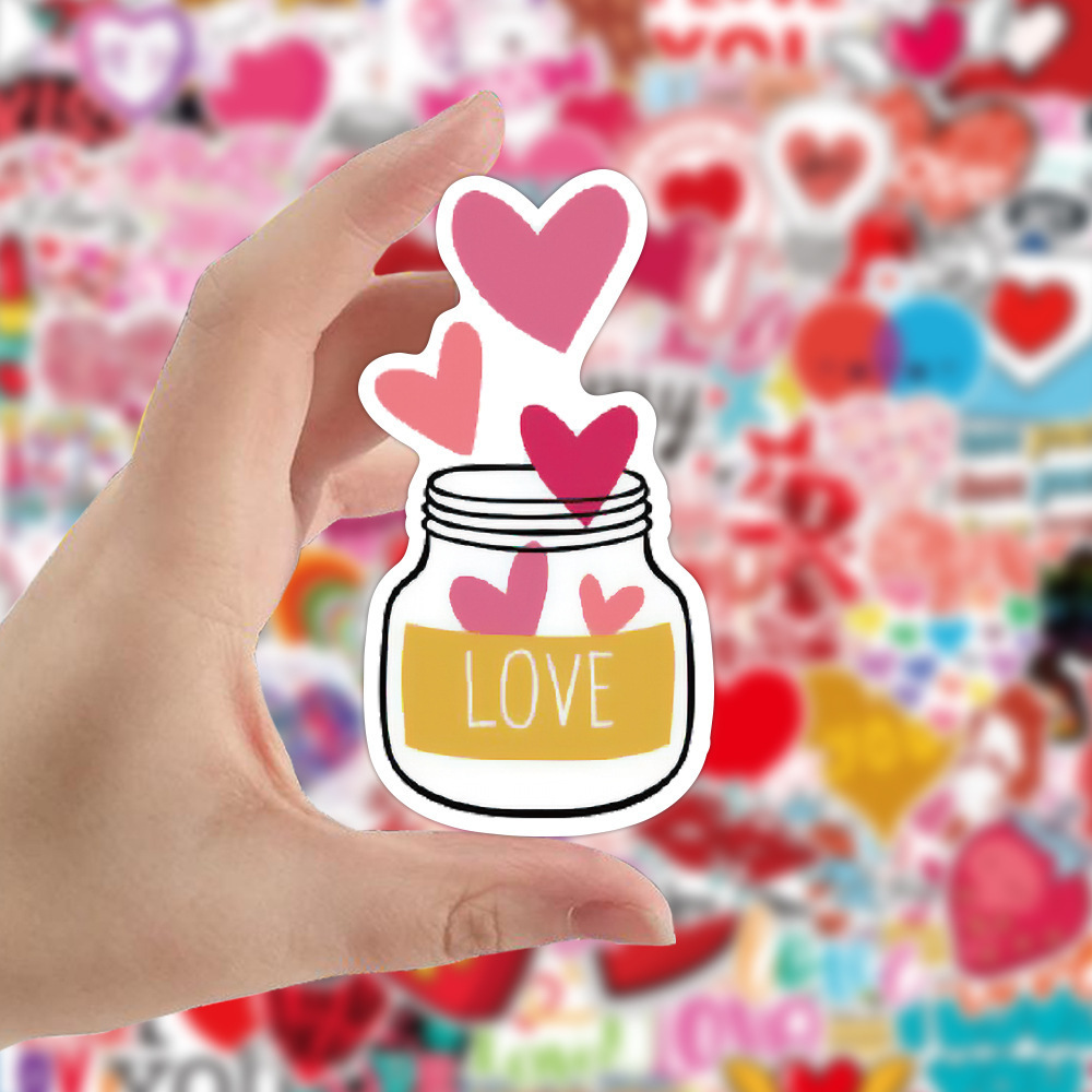 100Pcs Valentines Day Love Heart Graffiti Stickers For Book Laptop Wall Waterproof Vinyl Cute Girl Sticker