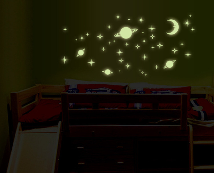 Luminous Wall Sticker Moon Star Planet Children Living Room Bedroom Bathroom Glow in Dark Stickers Label