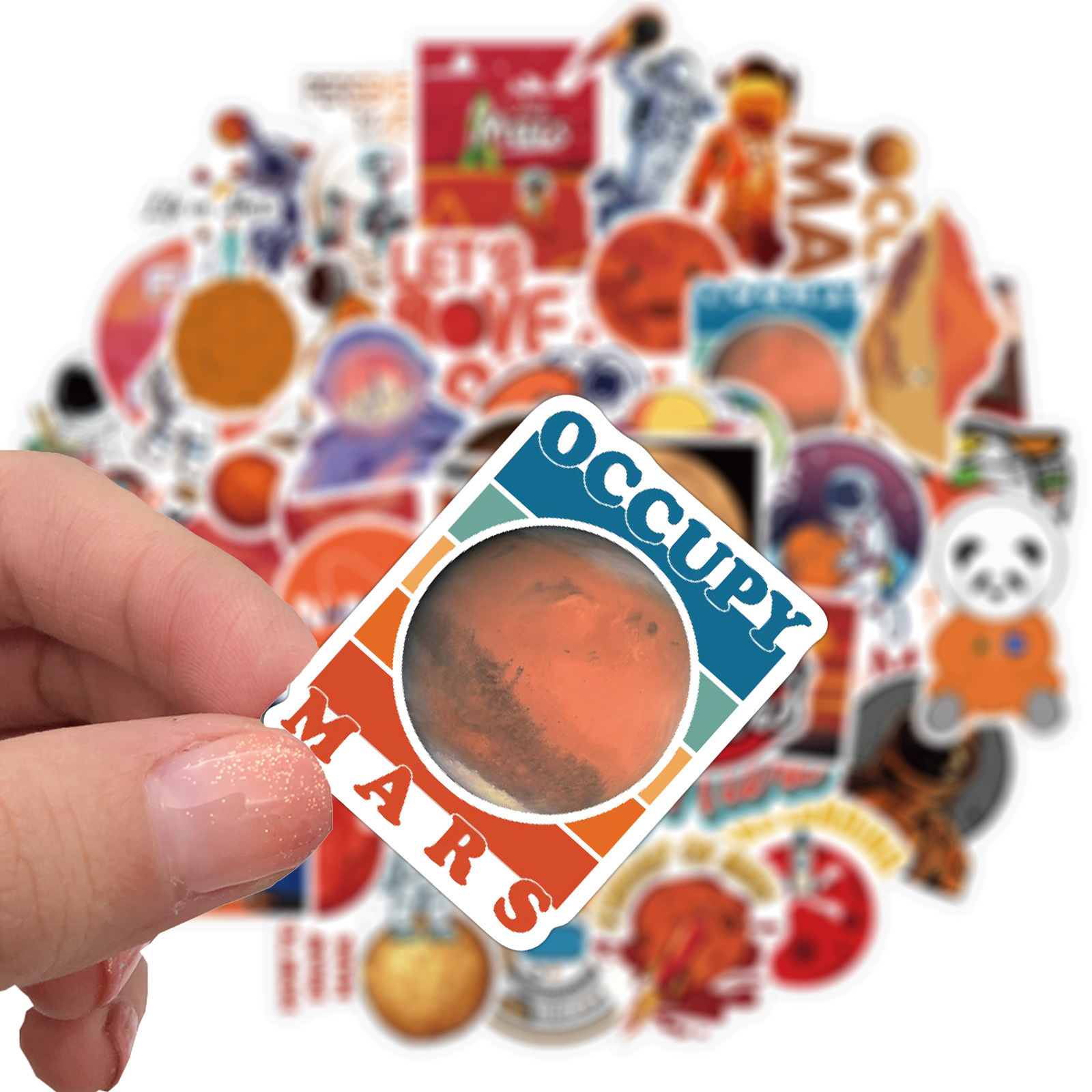 50Pcs Mars Exploration Astronaut Graffiti Stickers For Children Book Wall Decor Toy Vinyl Rocket Rocket Space Sticker