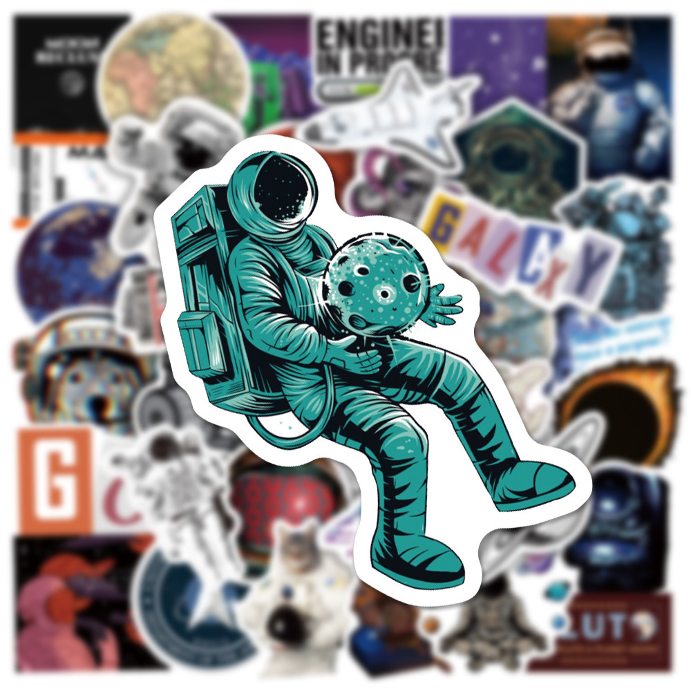 50Pcs NASA Astronaut Space Rocket Graffiti Stickers For Laptop Notebook Wall Vinyl Galaxy Stickers