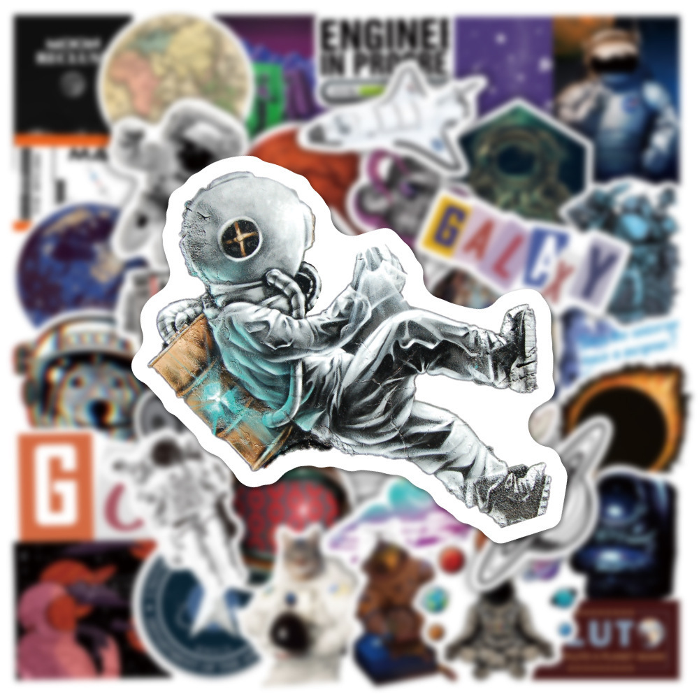 50Pcs NASA Astronaut Space Rocket Graffiti Stickers For Laptop Notebook Wall Vinyl Galaxy Stickers