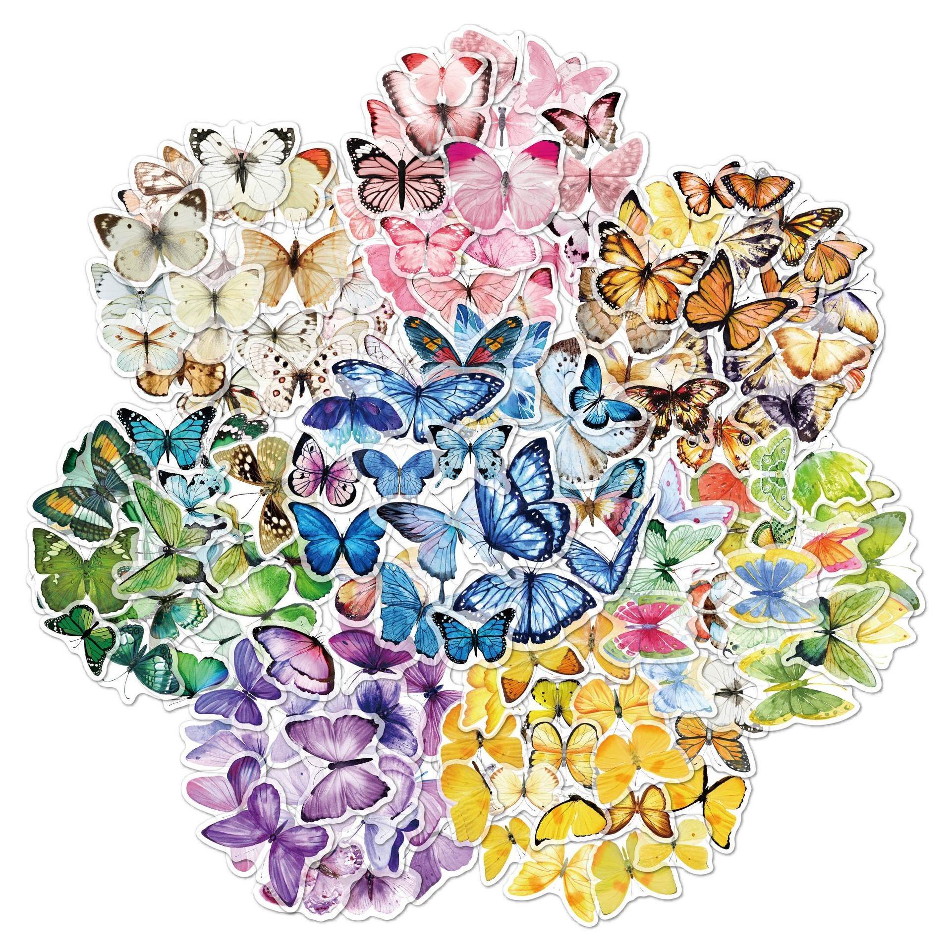 40Pcs Flower Butterfly Transparent Decorative Stickers For Scrapbook Album DIY VSCO PET Waterproof Handbook Sticker