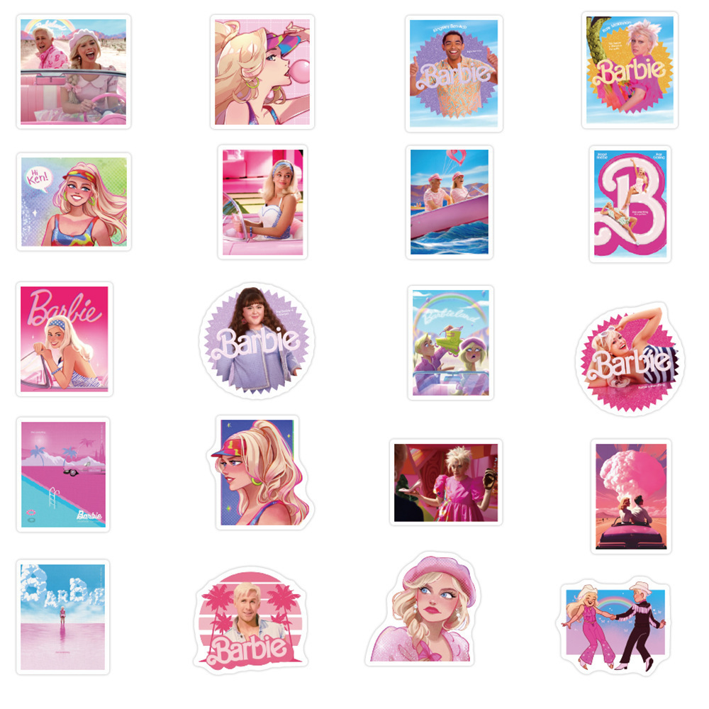 50Pcs New Popular Movie Cute Barbies Graffiti Stickers For Bottle Laptop Luggage Vinyl Pink Girl Toy Decor Sticker