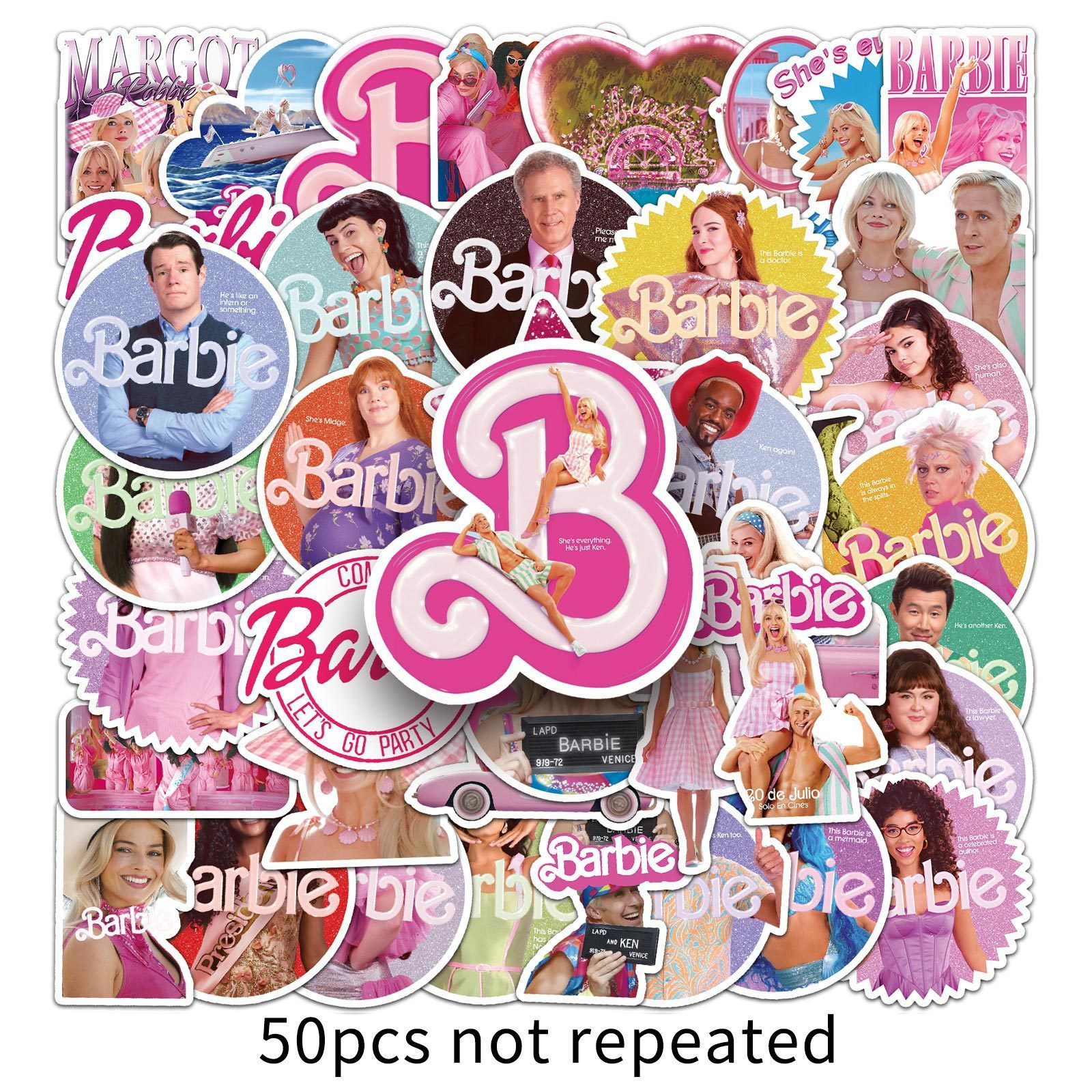 2023 Newly film 50PCS Cute pink girly decals 2023 USA movie Barbies sticker