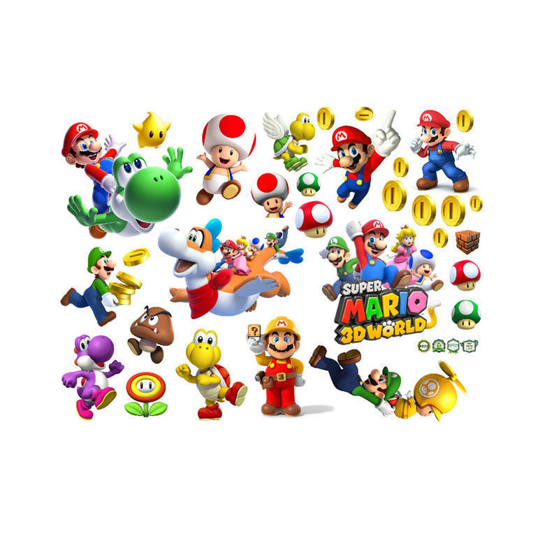 40X60CM Large 3D game poster for kids bedroom nursery DIY self adhesive super Mario wall decals